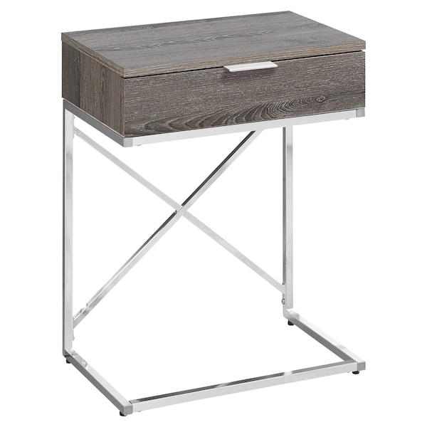 Accent Table - 24"H / Dark Taupe / Chrome Metal